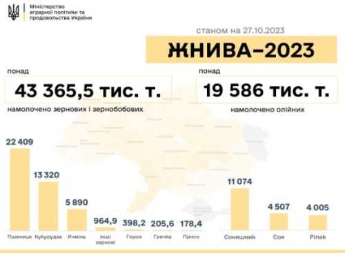 В Україні зібрали понад 63 млн тонн зернових та олійних - INFBusiness