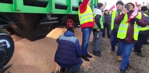 Польські протестувальники перекрили залізницю та висипали зерно з вагону - INFBusiness