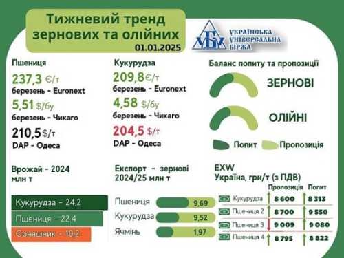 Тренди на ринку зернових та олійних культур з 23 грудня по 1 січня - INFBusiness